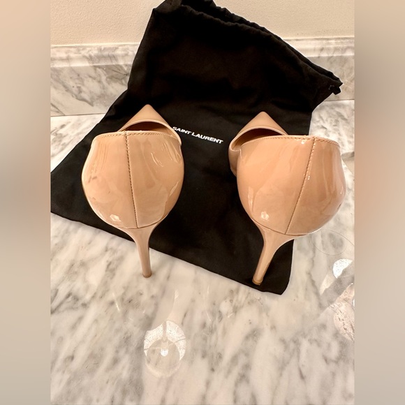 Saint Laurent YSL Zoe 105mm Nude Patent Leather Stiletto Heels 36.5 Authentic - Picture 5 of 10